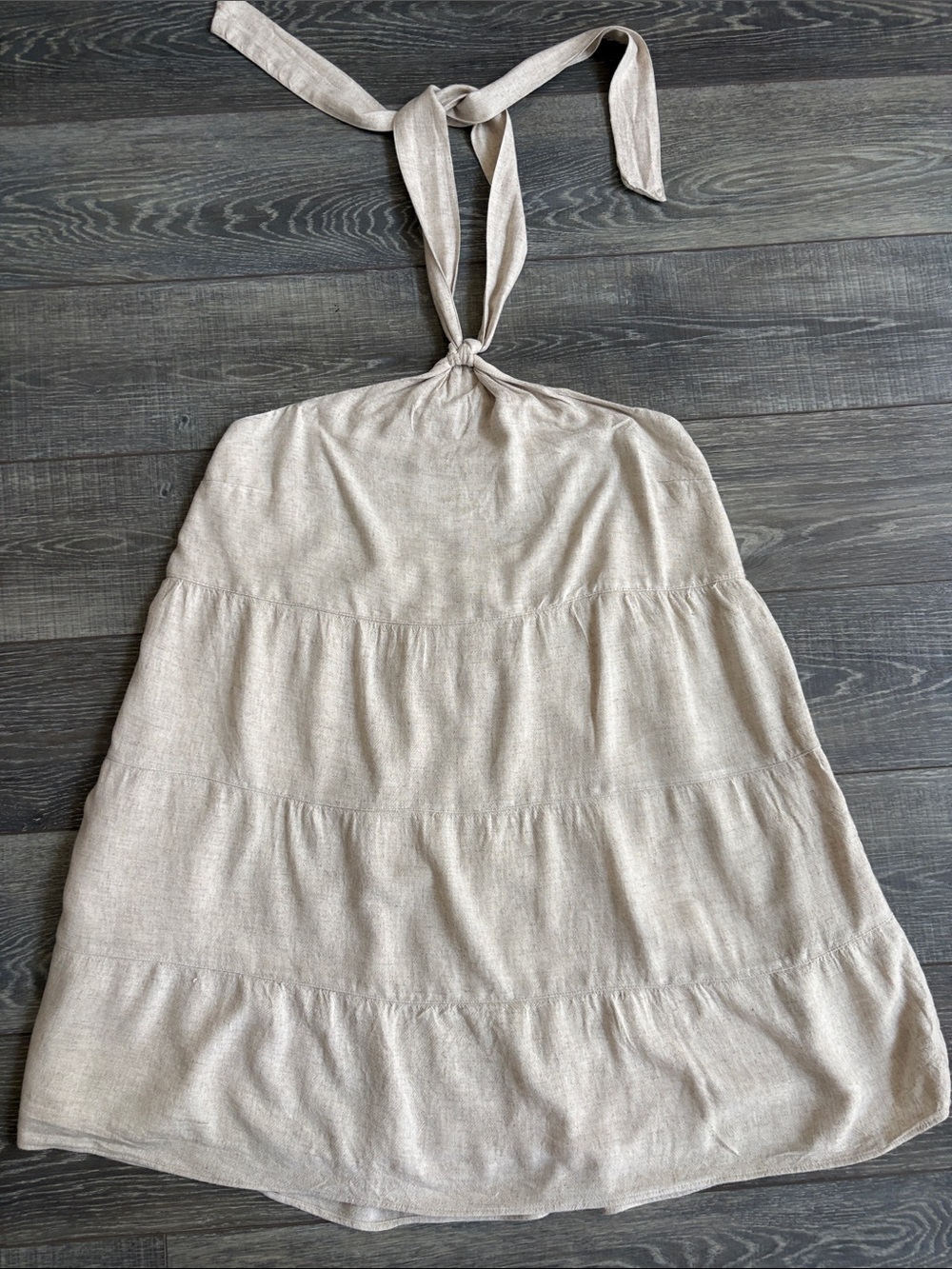Abercrombie & Fitch Beige Backless Halter Tiered Sun Dress
